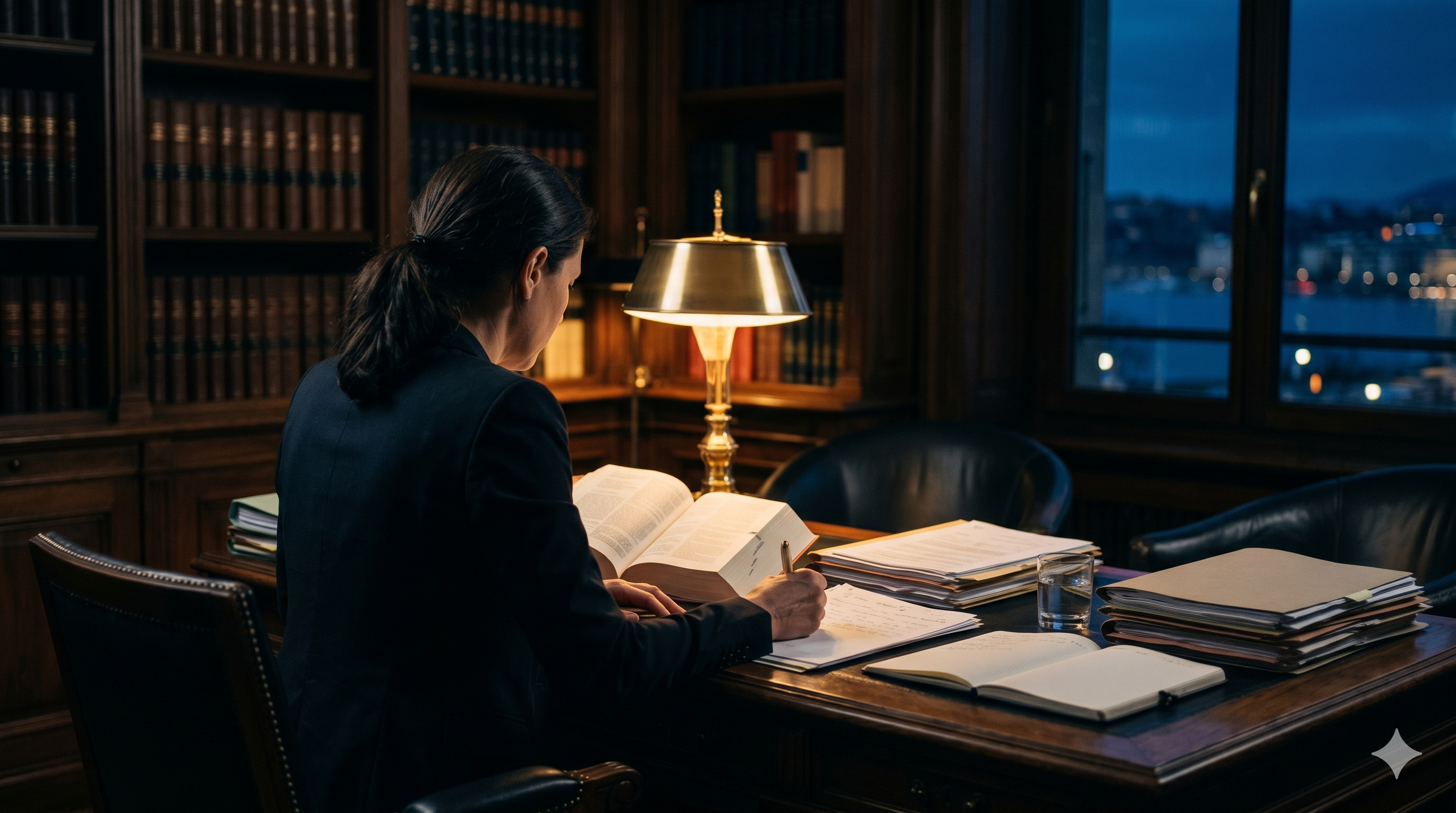 Illustration sobre d'un résultat de recherche Google analysé pour un cabinet d'avocats en Suisse romande — style premium, noir et bleu nuit