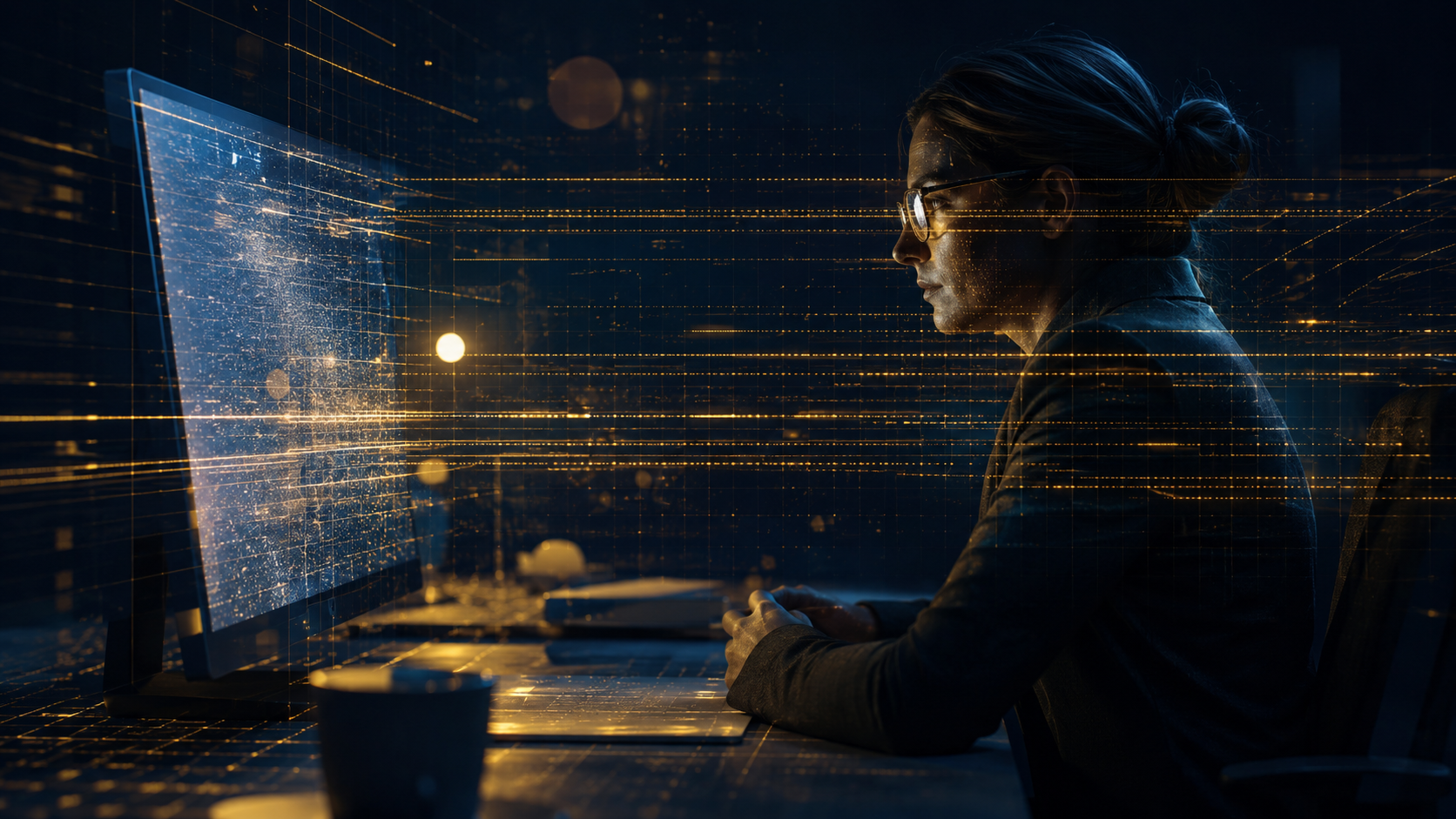Illustration sobre d'une interface ChatGPT analysant un profil professionnel en Suisse romande